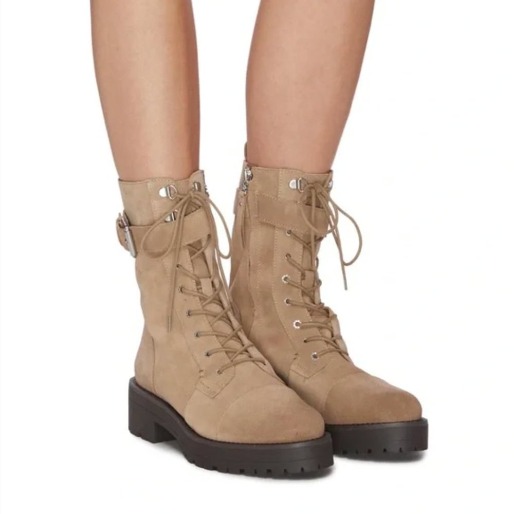 NEW Sam Edelman Suede Leather Lug Sole Buckle Combat Boot